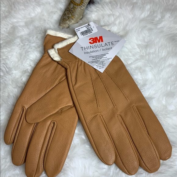 L.L. Bean Accessories - L.L.BEAN 100% deerskin leather ladies thinsulate gloves NWT size LG saddle color